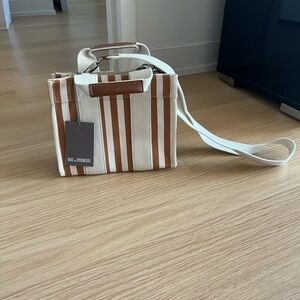 Striped Tan and Cream Mini Tote